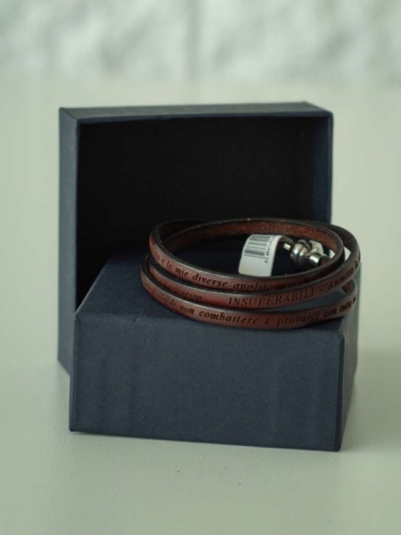 BRACCIALETTI ALL SEASONS - PELLE MOTTO - MARRONE SCURO UNISEX